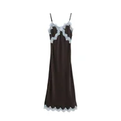 VERO MODA Obleka VMJULIE svetlo modra / temno rjava