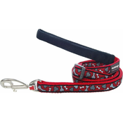 Red Dingo rdeč najlonski povodec s kostmi, rdeča 12 mm