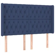 Vidaxl Vzglavje z ušesi modro 163x16x118/128 cm blago