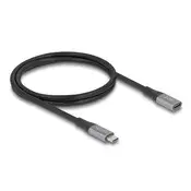 Delock USB produžni kabel 40 Gbps, USB Type-C muški na ženski, PD 3.1 240 W, 1 m, sivi metal