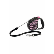 Flexi Safari Zebra povodac M do 20 kg, 5 m uže - ružicasta
