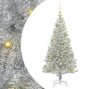 Vidaxl Božično drevo med 150 LED z stojalom srebrna 120 cm PET