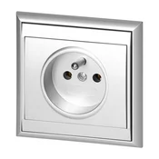 Vgradna enojna vtičnica 2P+E Luna, 16A, 250V, PT-16L, srebrna