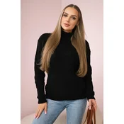 Sweater with decorative knitting in black color