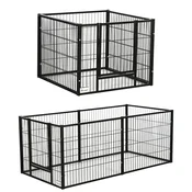 PAWHUT Ograja za živali s 6 paneli za zunanjo in notranjo uporabo, nastavljiva dolžina 82.5-150x79x61cm, kovinska