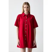 Tommy Jeans srajčna obleka bombažna