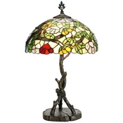 Casa Padrino luxury Tiffany table lamp multicolored/black A� 40 x H. 62 cm - Round Tiffany desk lamp - Living room decoration lamp - Desk decoration lamp - Luxury Tiffany lights