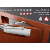 ACT Geze TS 4000 Zapiralo (1-6) - SREBRNO, Zaponka + obešalnik brez zaklepanja, AC-T srebrna