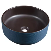 PRIORI pultni keramični umivalnik O 41 cm, modra/rjava - Rjava; modra - 41x15 cm - Sapho - PRIORI - 24 - Keramika - Krog - 410 - 150 - 410 - 14