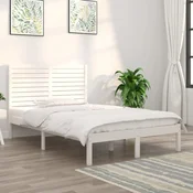shumee vidaXL Posteljni okvir bel masivni les 135x190 cm dvojni