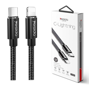 Yesido - podatkovni kabel (CA-56) - Type-C na Lightning, 18W, 2.4A, 1.2m - črn