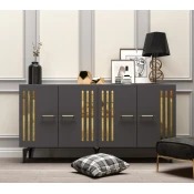 Hanah Home Konzola Junes, 150x79x40 cm, Antracit-zlatne boje