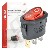 slomart Ovalni vklopno-izklopni stikalo AMiO, rdeče, osvetljeno, 12V/230V