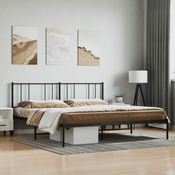 Greatstore Kovinski posteljni okvir z vzglavjem črn 180x200 cm