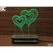 Black Cut 3D Lampa Srce Baloni Zelena