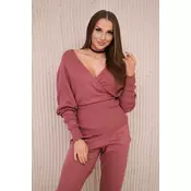 Sweater set two-piece dark pink