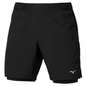 Mizuno CORE 7.5 INCHES 2IN1 SHORT, moške kratke tekaške hlače, črna J2GBD006