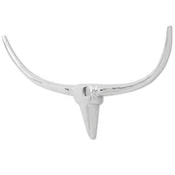 Vidaxl Stenska aluminijasta dekoracija v obliki bikove glave, srebrna, 96 cm