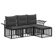 Set vanjskih sofa 4 pcs Crna i tamno siva Poliester