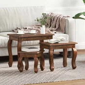 vidaXL Nesting miza 3 pcs Rjava Trden mahagonijev les