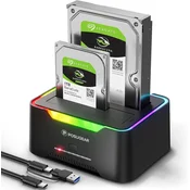 slomart POSUGEAR priklopna postaja za trdi disk, RGB USB 3.0 ohišje za 2.5/3.5 SATA HDD/SSD, 2x20TB, kloniranje, brez orodja, UASP