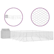 Vidaxl Zunanja pasja ograda s streho srebrna 10x10x2,5 m pocink. jeklo