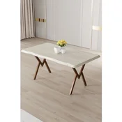 Hanah Home trpezarijski sto Zerra, 130 × 80 cm, ploca u dekoru travertina, noge sa završnom obradom u izgledu drveta