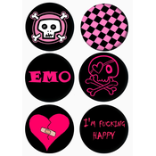 Set bedževa Anime Emo, 37 mm, 6 kom