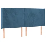 Vidaxl Vzglavje z ušesi temno modro 163x16x118/128 cm žamet