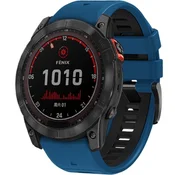 GS Silikonski pašček za uro Garmin Quickfit 26 mm, moder/črn