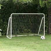 vidaXL Nogometni gol z mrežo bel 180x90x120 cm jeklo