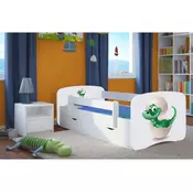 Drveni deciji krevet MALI DINO sa fiokom - beli - 180x80 cm
