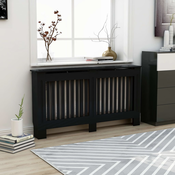 vidaXL Pokrov za radiator črn 152x19x81 cm mediapan
