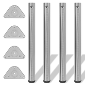 vidaXL 4 Noge za Mizo iz Brušenega Niklja Nastavljiva Višina 710 mm