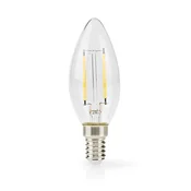 Nedis LED žarnica z žarilno nitko E14 | Sveča | 2,2 W | 470 lm | 2700 K | Topla bela | Retro slog | 1 kos | jasno