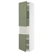 METOD Visoka omara za mv pečico+2vr/plc, bela/Axstad sivo zelena, 60x60x240 cm