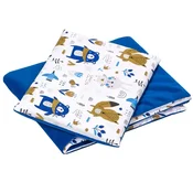 Posteljnina s polnilom - odeja 55x75 in vzglavnik 25x35 - Modri medvedek - bombaž/žamet