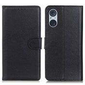 Etui Litchi za Sony Xperia 5 V - črn