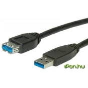 ROLINE Roline USB kabel USB 3.2 gen. 1 (USB 3.0) USB-A vtič\, USB-A vtičnica 1.80 m črna zaščiten 11.02.8978, (20416503)