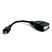 Kabel LOGO USB 2.0 OTG - microUSB moški / USB-A ženski, 15 cm, črn - razprodaja
