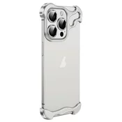 Minimalisticna maska Naked Metal s alu zaštitom rubova i staklom za zadnje kamere za iPhone 14 Pro - titanium silver