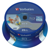 Verbatim 43811 25GB 6x BD-R SL Datalife Inkjet Printable - 25 Pack Spindle