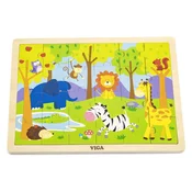 Viga Toys Drvene Puzzle Safari 50198, 24 komada