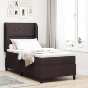vidaXL vidaXL Postelja s vzmetnico - Temno rjava, 100x200 cm, Tkanina, (22052095)