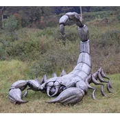 Casa Padrino luxury XXL garden decoration sculpture scorpion antique silver 350 x 152 x H. 182 cm - Huge XXL garden decoration metal figure - Luxury garden decoration accessories