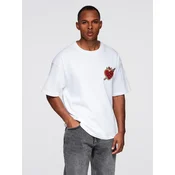 Ombre Mens cotton t-shirt with jewelry applique on chest - off white
