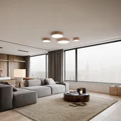 TEMAR LIGHTING Stropna svetilka Cleo DR800, hrastov les, O 80 cm, 6-krilna, E27 - Dnevna soba/jedilnica - Sodobni - hrast, bel
