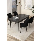 Hanah Home Set Trpezarijski sto i 4 stolice Arp, Crni