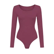 cfab Oblikovanje postave Longsleeve Sculpting Bodysuit with String mauve