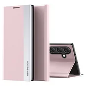 GS Ovitek s preklopom za Samsung Galaxy S24 FE, stranski magnet, roza